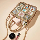 Floral Handbag Featuring a Stylish Handwoven Straw Bag for Summer - Himpall